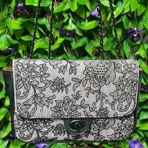 Patricia Nash Black and White Floral Shoulder Bag or Crossbody Bag